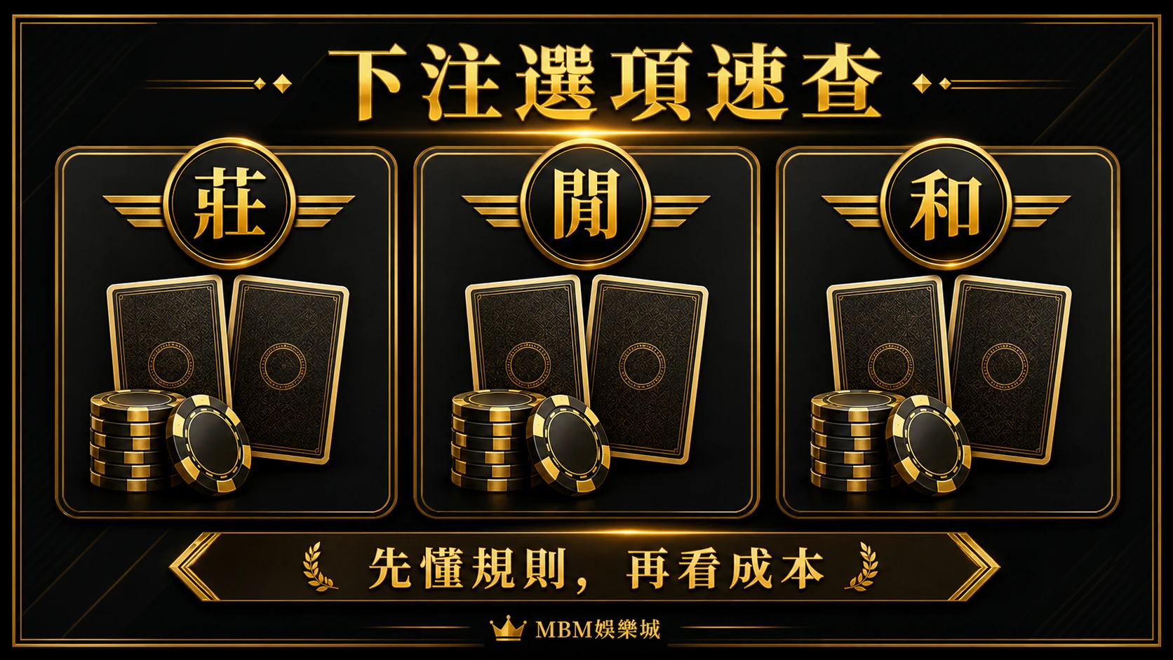 百家樂下注選項速查資訊圖