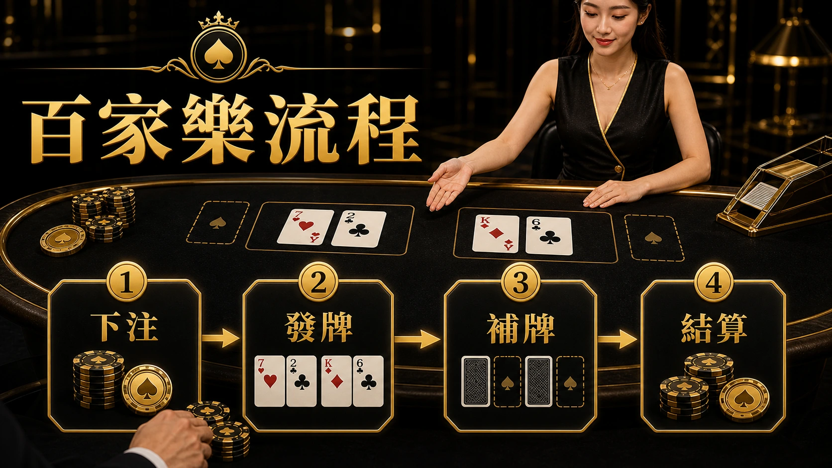 百家樂一局流程：下注、發牌、補牌與結算